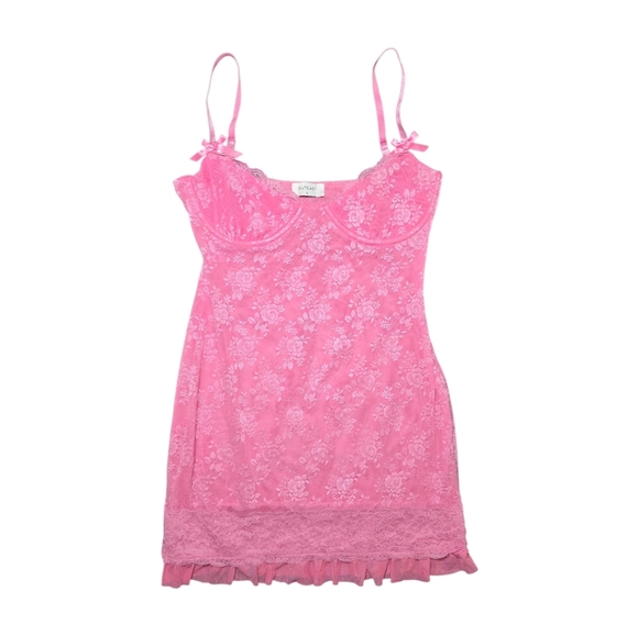 Outcast Pink Lace Mini Dress Large - Picture 3 of 9
